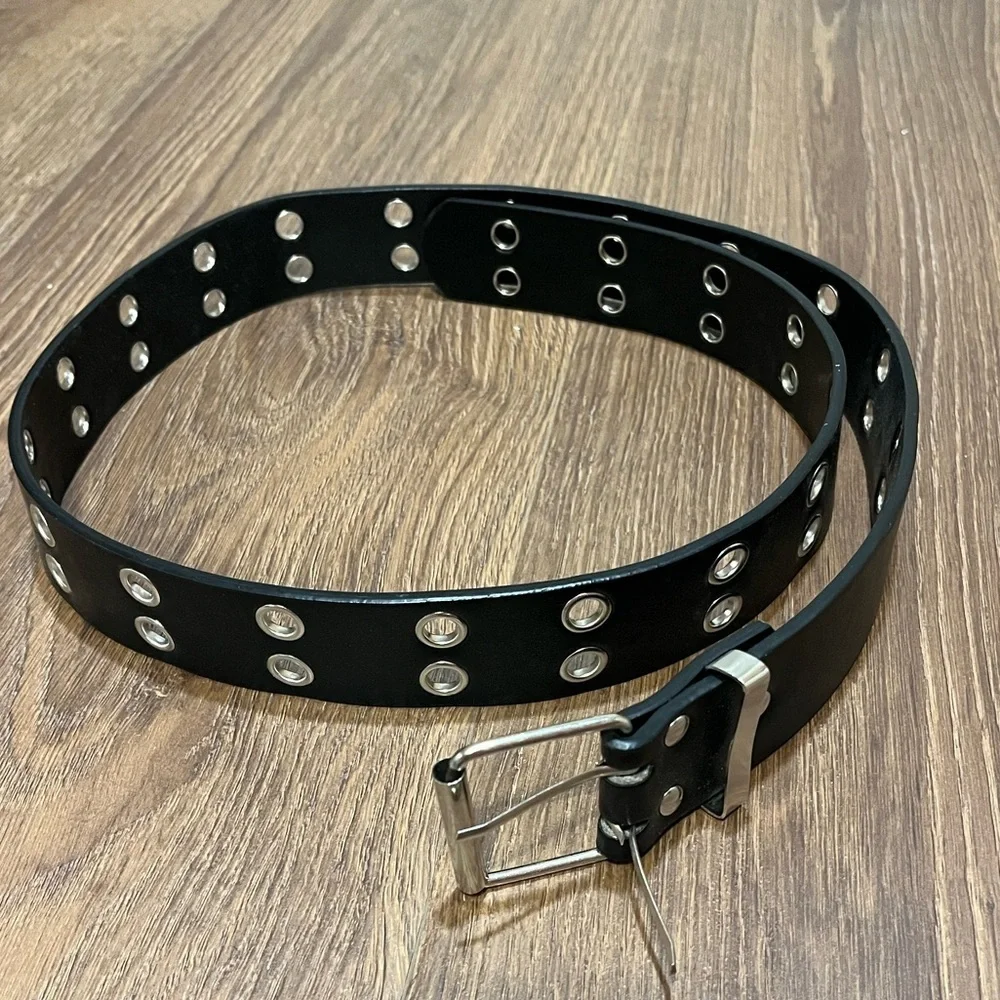 Black punk rock grommet belt 42.5” long Women’s/men’s no size grunge